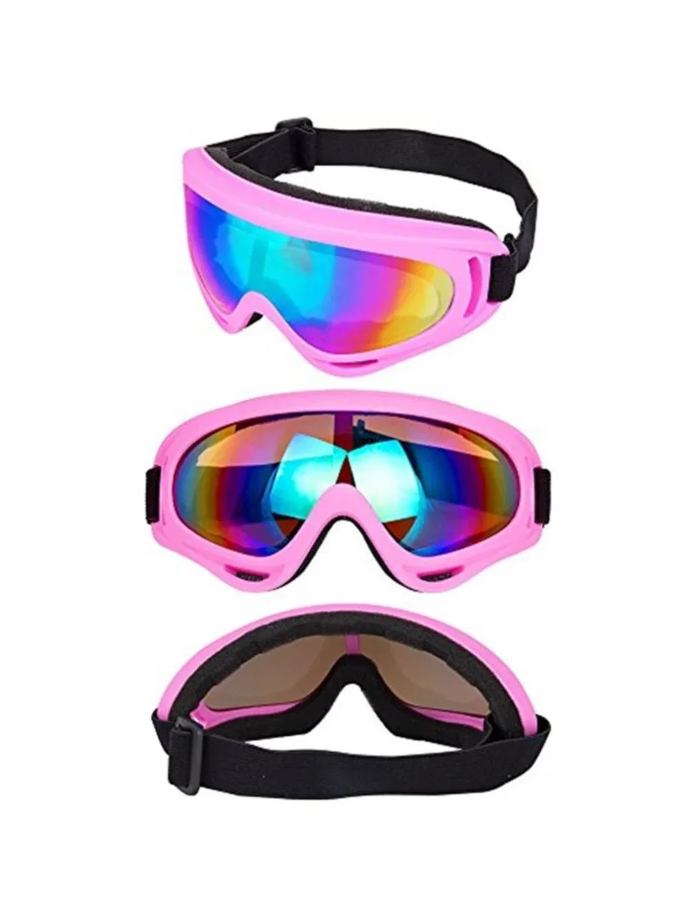 Ski Goggles Snowboard Motorcycle ATV Riding Goggles Anti Fog UV Pink Blue 2 Pack